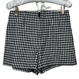 ZARA black shorts  texture weaved plaid short size M academia streetwear
